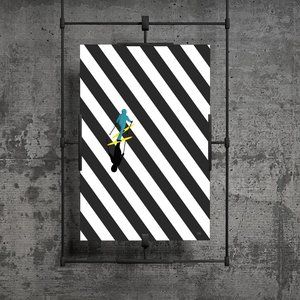 Skier on a crosswalk